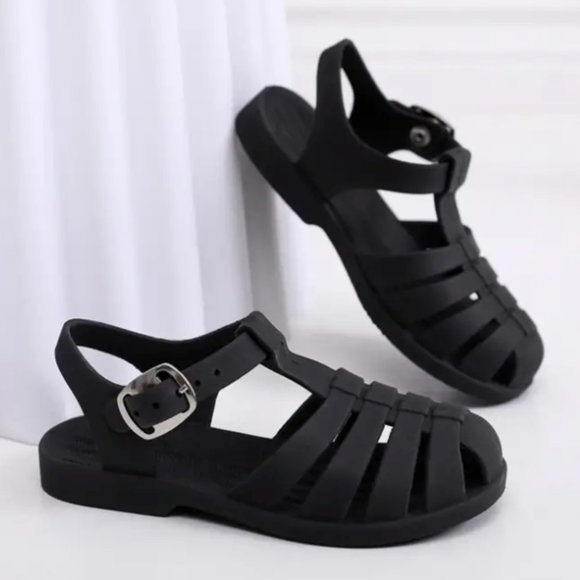 Jelly Sandals Matte Black Non Slip SZ 9 - NEW! - Picture 3 of 6